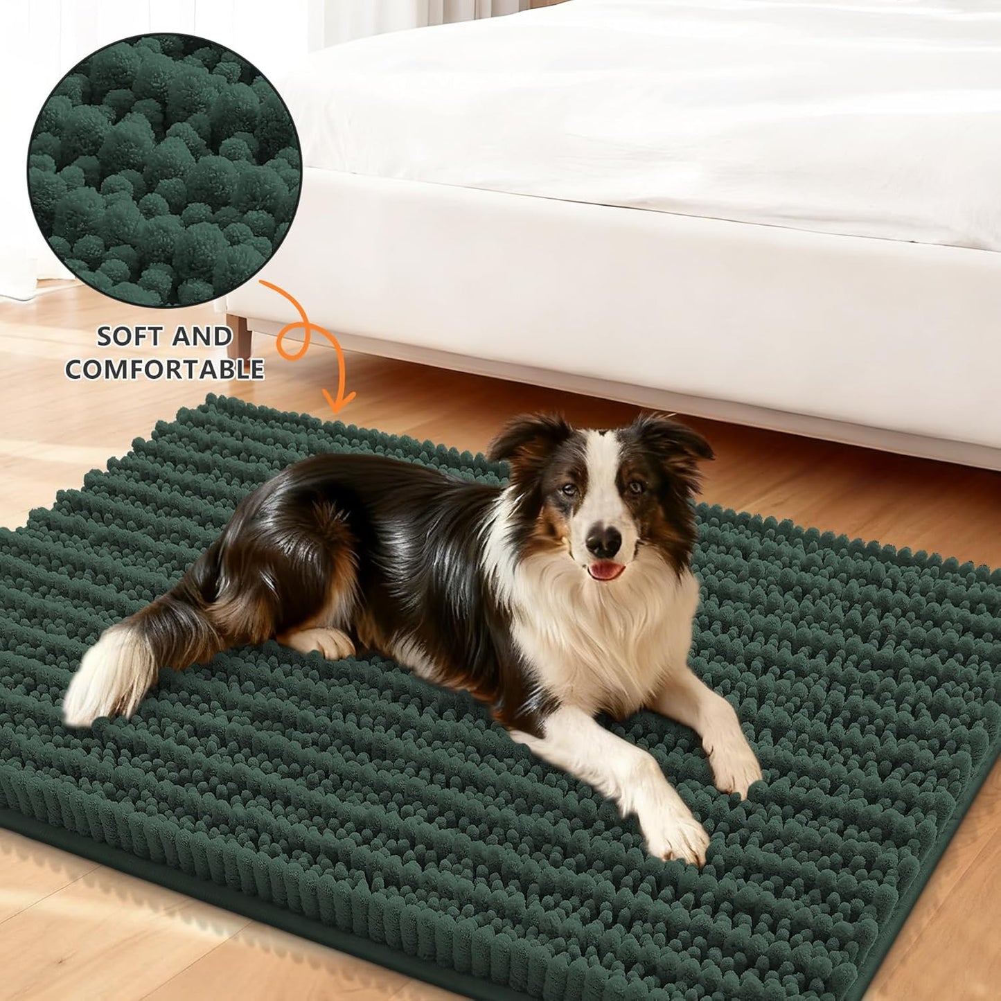 Smiry Dog Door Mat for Muddy Paws 30x20, Extra Soft Absorbent Chenille Doormat, Trap Moisture and Dirt, Non-Slip Machine Washable Front Door Mat for Indoor Entrance Inside Floor, Grey
