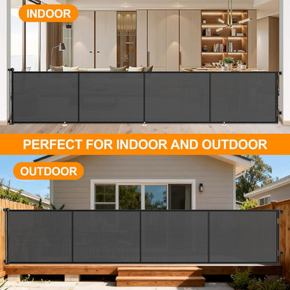 Upgrade 120 inch Retractable Baby Gates, EZIGO Extra Wide Baby Gate for Large Opening Extra Long Mesh Gate for Kids or Pet Dog Gate Child Safety Gate for Stairs Hallways Doorway Indoor Outdoor, Gray