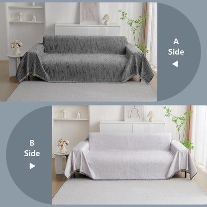 MYSKY HOME Couch Cover for Dogs, Washable Couch Covers, Non Slip Sofa Cover, Couch Cover 2 Cushion Sofa Dogs Furniture Protector with Tassels, Chenille Sofa Slipcover for Pets, 71"x118", Dark Grey