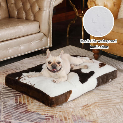 Bedfolks Waterproof Dog Crate Bed, Plush With Removable Washable Cover, Faux Fur Crate Pad for Medium Dogs, Fluffy Kennel 29"x21", Dark Grey