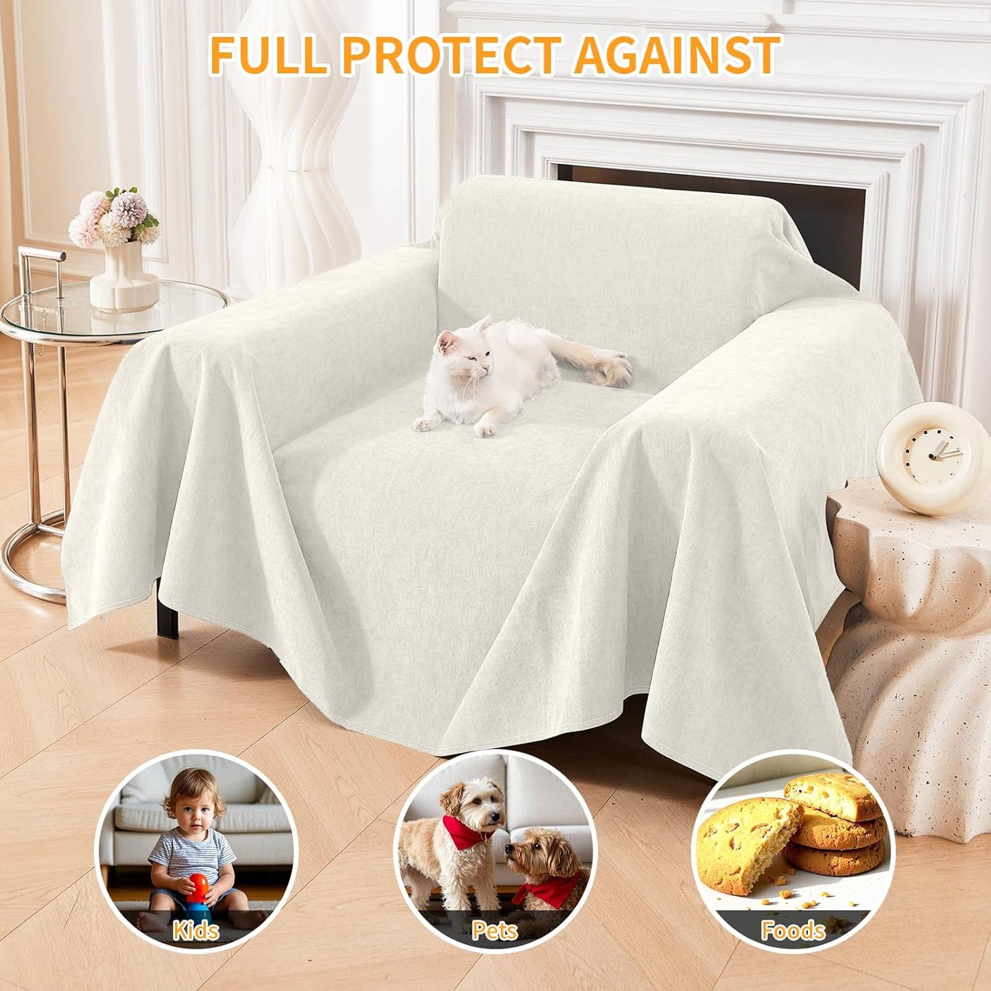Deep Dream Cat-Scratch Resistant Couch Cover, Waterproof Sofa Cover for 3 Cushion Couch Washable, Pet Friendly Couch Protectors Anti Slip Thickened Love Seat Slipcovers for Pets, 71" x 118", Dark Grey
