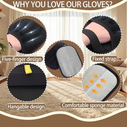 Pet Hair Remover Glove - Reusable Electrostatic Five-Finger Gloves for Cat/Dog Hair Removal on Furniture, Carpet & Clothes (1PCS)