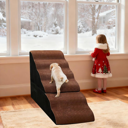 Dog Stairs for High Beds 30-36 inches Tall, 6-Step Dog Steps for Bed 32-36 inches for Small Large Dogs, Doggie Ramp for Bed, 30D Foam Pet Stairs for Old Dogs/Cats, Free-Installation, Grey