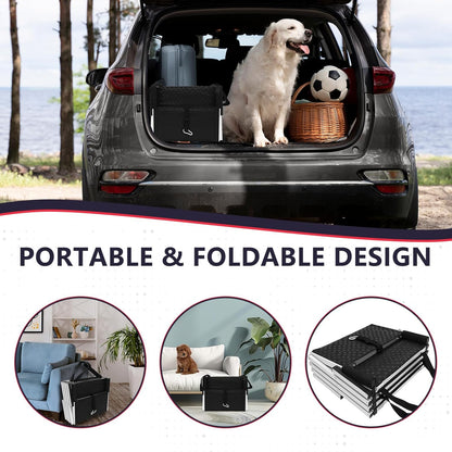 PENSUN Dog Stairs with Nonslip Surface Portable Folding Pet Ramp for Car, SUV and Trucks Foldable Truck Ramp Stairs for Small to Large Size Dogs Up to 250LBS