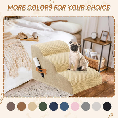 Romrol Dog Stairs Ramp for High Beds Couches, High Density Foam Pet Steps with Durable Non-Slip Waterproof Fabric Cover, Dog Stairs for Small Dogs or Cats or Pets, 5-Step, 22 Inch, Grey