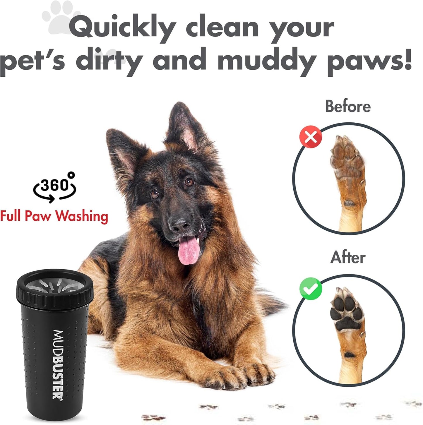 Dexas MudBuster Medium Dog Paw Cleaner in Fuchsia - Fits 1.5"-2.5" Wide Paws, Portable Paw Washer for Muddy Paws, Dog Paw Cleaning Cup with Gentle Silicone Bristles, Quick Clean Pet Paw Washer