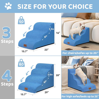 Zerbuger Dog Ramp and Stair for Bed 16" H-20 H,3-Step Cat Stair for Sofa and Chair,4-Step Dog Ramp for High Bed and Window,Durable Nonslip Fabric Cover for Indoor (Purple-20 H, Pet Friendly, 4)