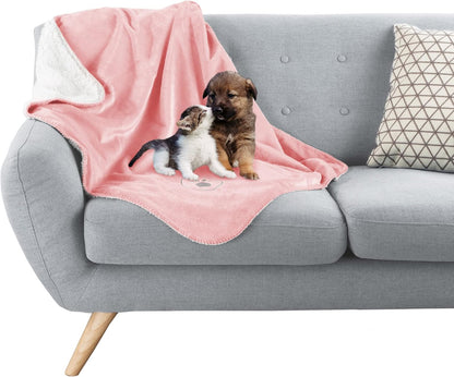 Waterproof Pet Blanket - 50x60-Inch Reversible Sherpa Fleece Throw Protects Couches, Cars, and Beds from Spills, Stains, and Fur by PETMAKER (Gray)