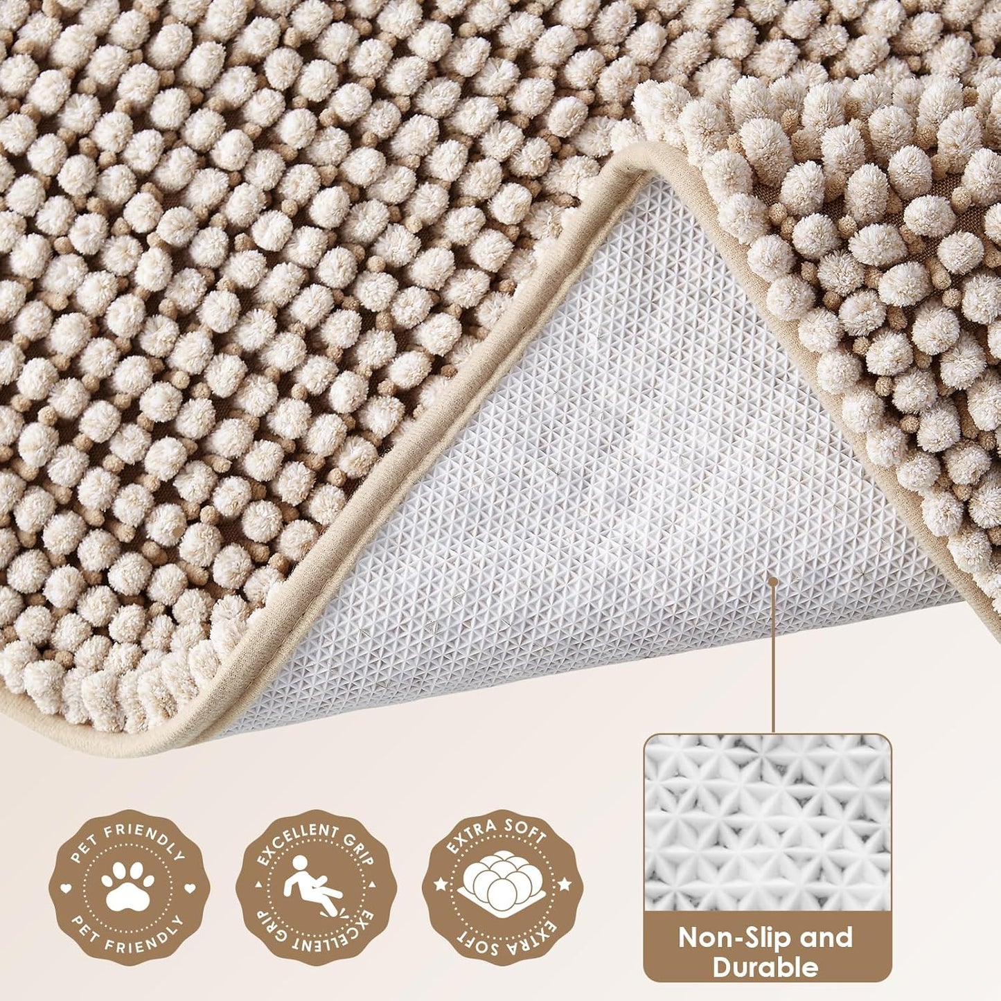 EHEYCIGA Super Absorbent Dog Door Mat for Muddy Paws 30x20 Inch Indoor, Front Doormat Outside Entrance, Quick Dry Chenille Washable Dog Crate Bed, Non-Slip Pet Rug Mud Mat Outdoor Entryway, Grey