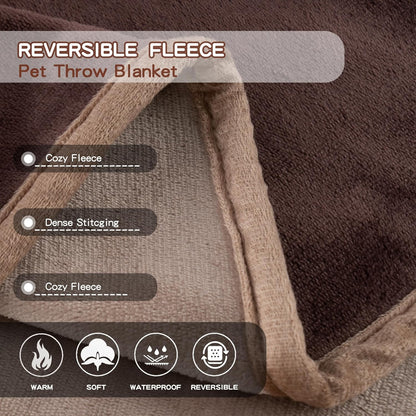 Waterproof Dog Blankets Pet Blanket 50"x60", Soft Fluffy Sofa Car Bed Protector, Reversible Sherpa Fleece Dog Blanket for Large Dogs (Dark Grey-Paws)