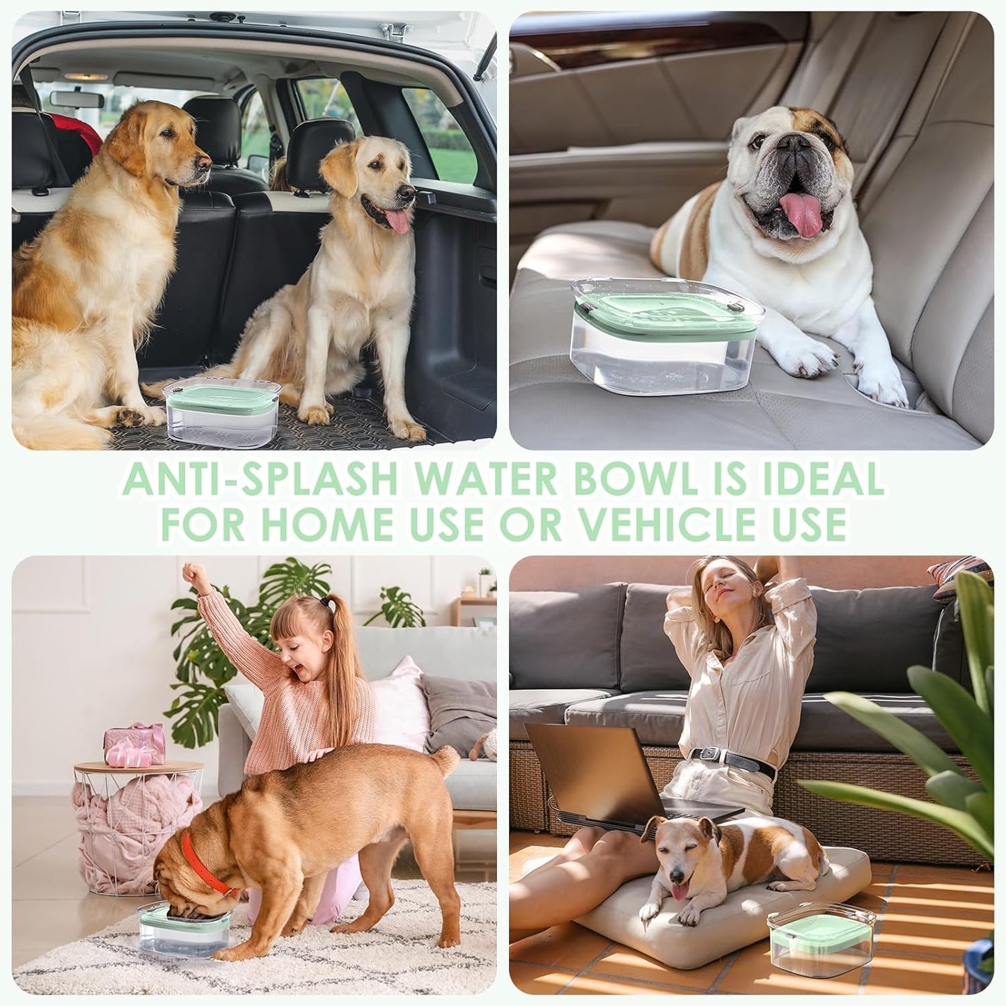 AONKEY 3L Dog Water Bowl No Spill, 101oz Large Spill Proof Dog Bowl Reduce Refill, Anti Splash No Mess Dispenser Dripless Slow Drinking Water Bowl for Sloppy Messy Drinkers (Gray)