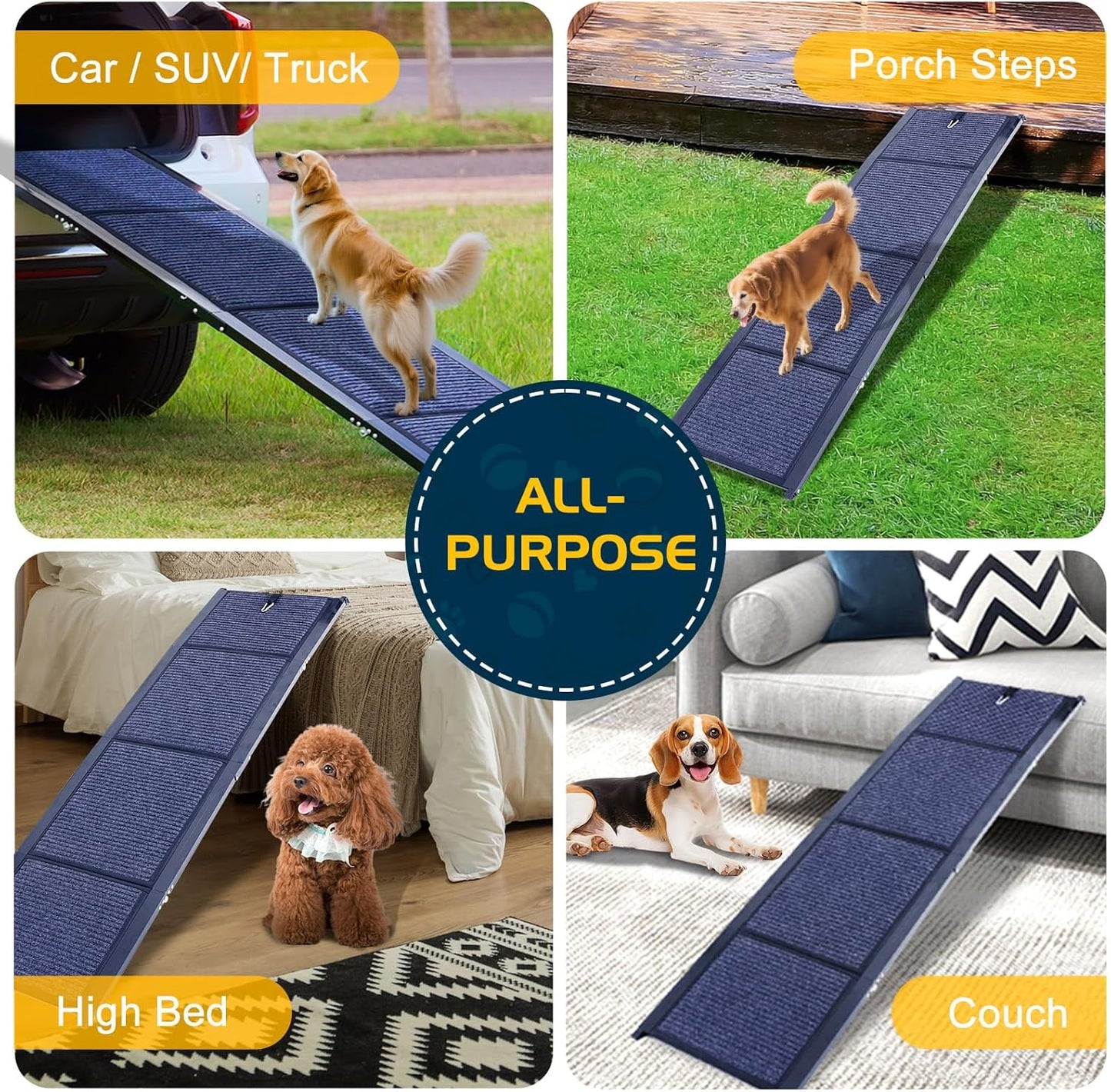 DoCred Dog Ramp for Car, 71'' L x 20'' W Dog Ramps for Large Dogs, Extra Wide Pet Ramp with Non-Slip Surface for Medium & Large Dogs to Get in Car, SUV & Truck, Supports Up to 250 Lbs