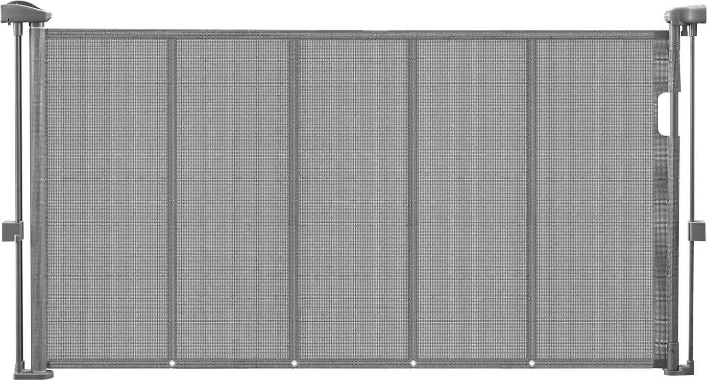 VEVOR Retractable Baby Gate, 34 inch Tall, Extends up to 110 inch Wide, Retractable Gate for Kids or Pets, Mesh Material, Easy to Install for Indoor Stairs, Doorways, Hallways, Playrooms, Gray