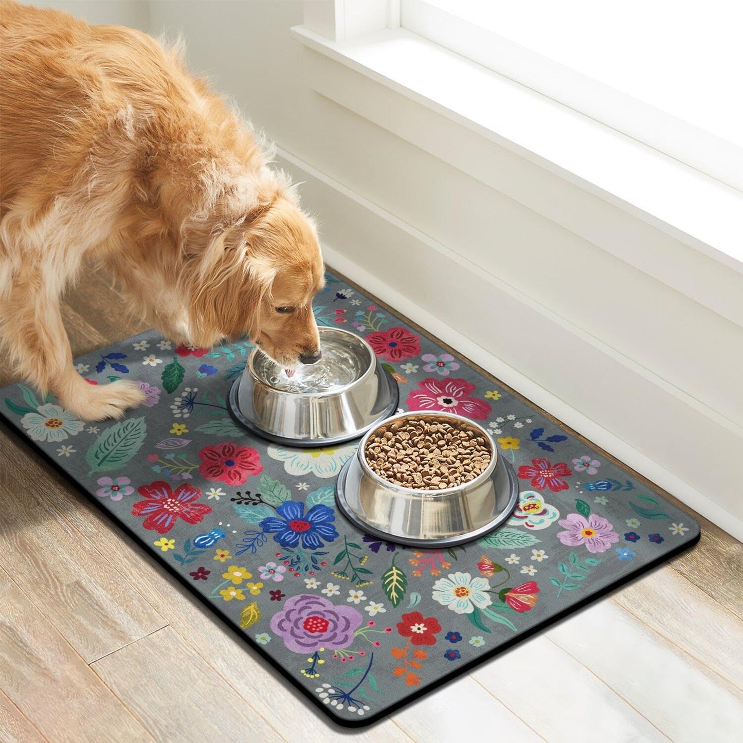 Dog Food Mats for Floors, Absorbent Dog Bowl Mat for Food and Water Dispenser, Quick Dry Cat Food Mat Pet Supplies