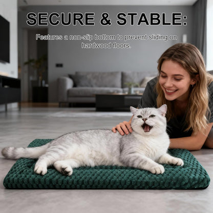 Dog Bed Mat, Reversible Crate Pad & Cute Dog Bed - Machine Washable Kennel Mat with Ultra Soft for Small Dogs (Cool/Warm), 24" x 18", Grey&Star