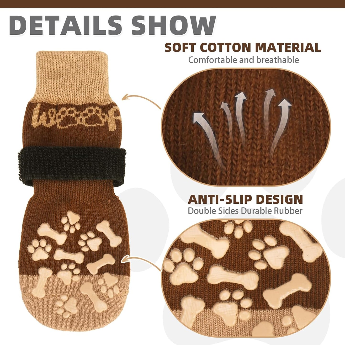 KOOLTAIL Dog Socks Shoes for Hot Pavement to Prevent Licking Paws, Winter Dog Boots&Paw Protector for Hardwood Floors Anti Slip,Traction Control Grip Booties for Small Medium Large Senior Dogs,Black M