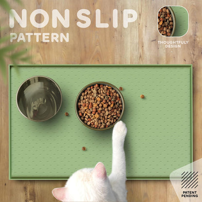 Dog Food Mat - Raised Edges Dogs Mat for Food and Water Prevent Spill, Waterproof Cat Food Mats Protect Floors, Easy Clean Dog Bowl Mats for Food and Water, Silicone Pet Feeding Placemats