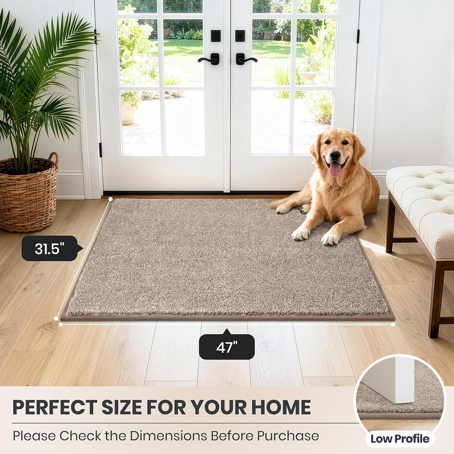 PURRUGS Dirt Trapping Door Mat 20" x 31.5", Non-Slip Machine Washable Entryway Rug, Dog Doormat, Indoor Front Door Mat, Super Absorbent Entry Rug for Muddy Shoes & Paws, Bluish Grey-Black