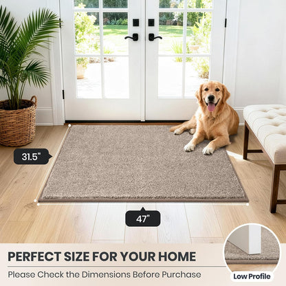 PURRUGS Dirt Trapping Door Mat 20" x 31.5", Non-Slip Machine Washable Entryway Rug, Dog Doormat, Indoor Front Door Mat, Super Absorbent Entry Rug for Muddy Shoes & Paws, Bluish Grey-Black