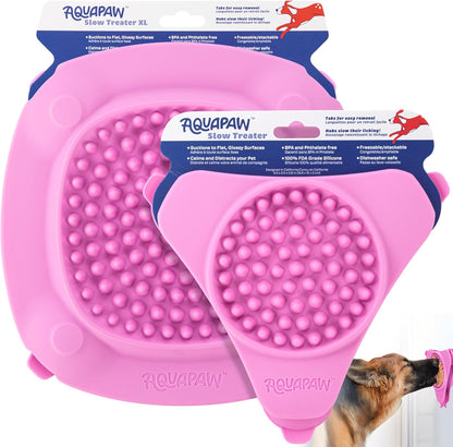 Aquapaw Lick Mat for Dogs 2-Pack, Suction Cup Dog Slow Feeder Pad & Licking Mat for Peanut Butter Treats – Calming Dog Bathing Aid, Stress Relief & Mental Stimulation for All Breeds - Pink