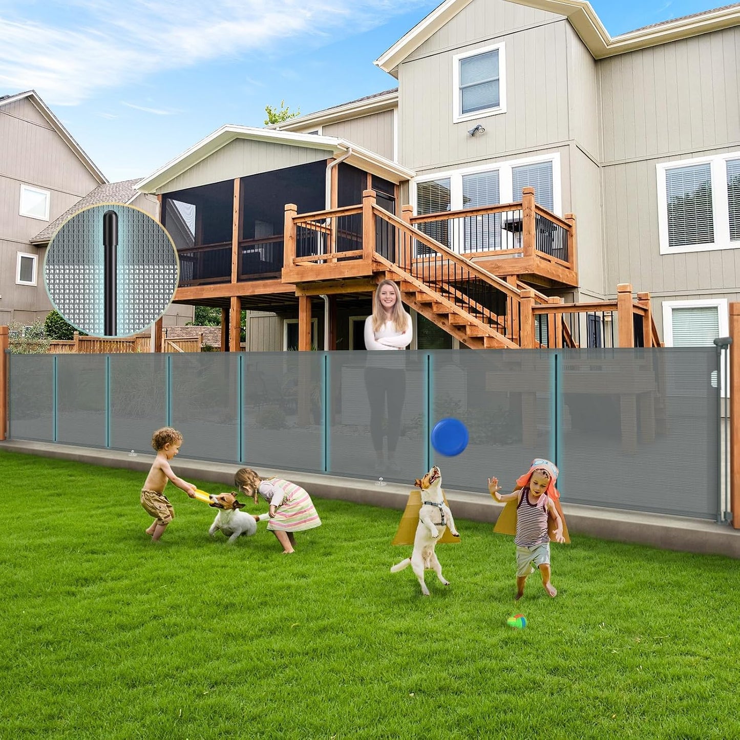 160 Inch Retractable Baby Gates Extra Wide, 42 Inch Extra Tall Retractable Gate, 13 FT Reinforced Retractable Dog Gate with Reinforcement Rod to Prevent Crawling Through, for Doorways, Stairs, Hallway
