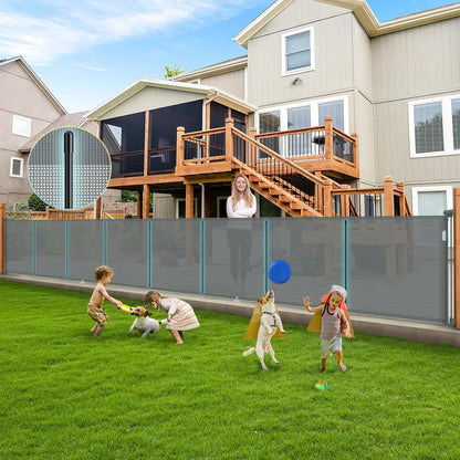 160 Inch Retractable Baby Gates Extra Wide, 42 Inch Extra Tall Retractable Gate, 13 FT Reinforced Retractable Dog Gate with Reinforcement Rod to Prevent Crawling Through, for Doorways, Stairs, Hallway