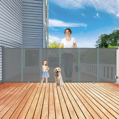 160 Inch Retractable Baby Gates Extra Wide, 42 Inch Extra Tall Retractable Gate, 13 FT Reinforced Retractable Dog Gate with Reinforcement Rod to Prevent Crawling Through, for Doorways, Stairs, Hallway