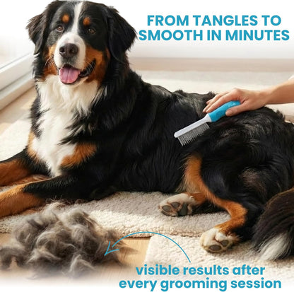 Poodle Dematting Fur Rake Comb Brush for Dogs and Cats - Long 2.5" Steel Safety Blades Metal Comb for Detangling Matted or Knotted Undercoat Hair (Orange)