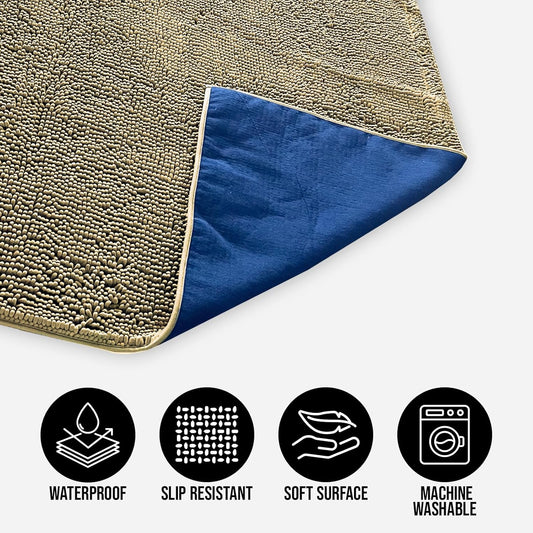 Muddy Mat® Dog Blanket - Chenille Water Absorption Blanket for Bed & Couch Cover for Dogs Washable, Anti-Slip Soft and Durable Furniture Protector for Dogs - Grey 52"x72"
