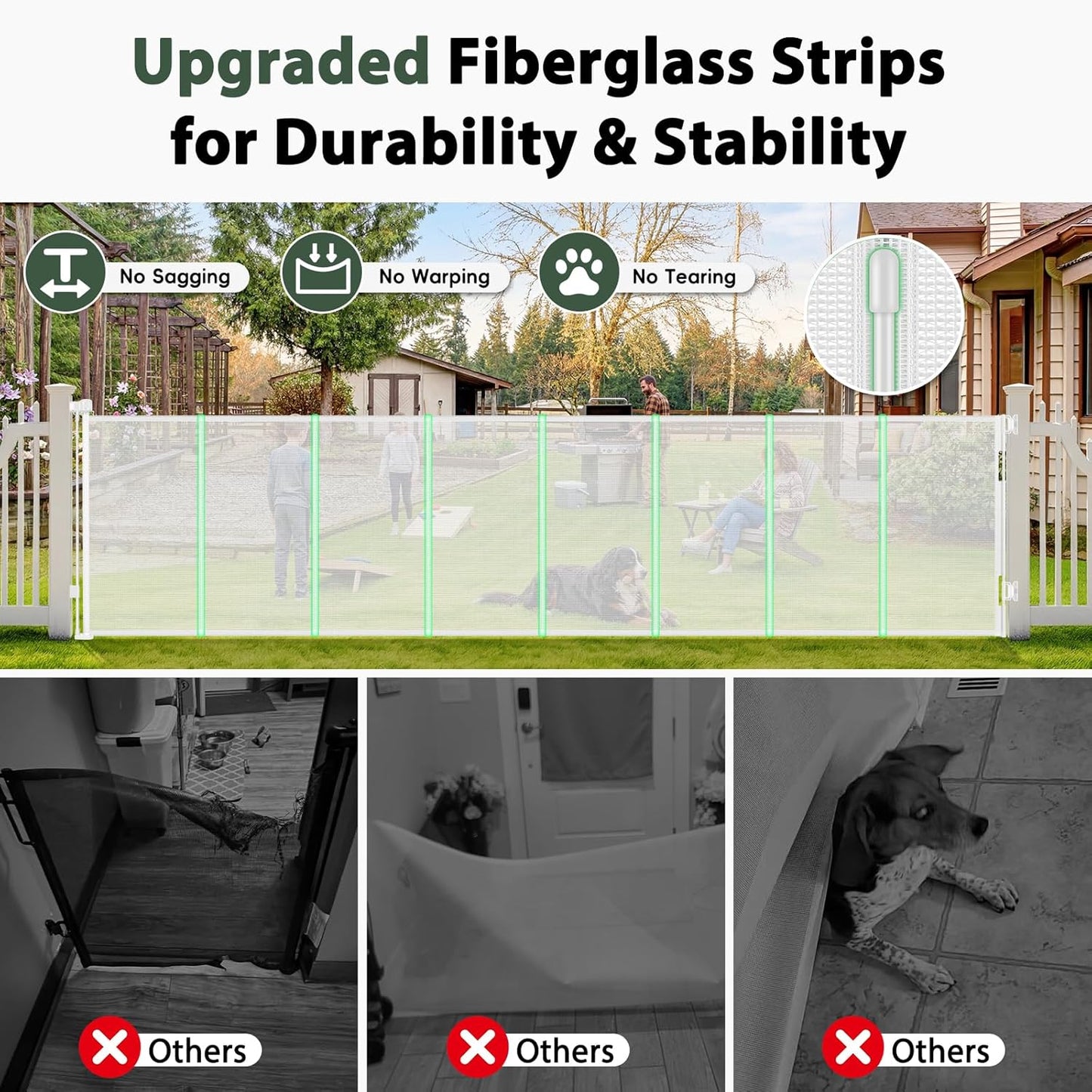250" Reinforced Extra Wide Baby Gate Retractable Dog Gate, 21ft Extra Long Baby Gate Retractable Gates for Dogs, 48" Extra Tall Pet Gate Retractable Fence Outdoor Gate for Deck/Garage/Patio, Black