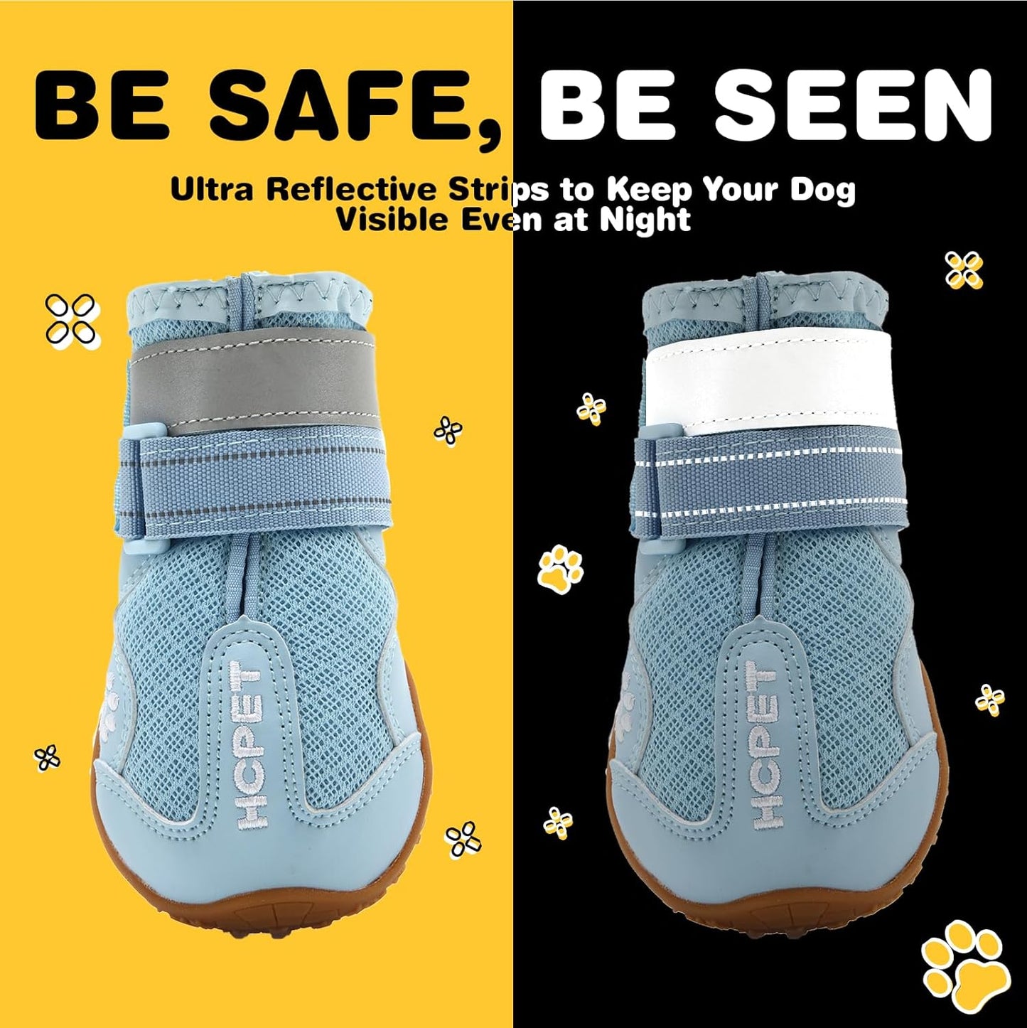 Hcpet Dog Boots, Dog Shoes for Large Dogs, Medium Dog Boots & Paw Protectors, Anti-Slip Dog Booties for Hot Pavement Winter Snow Hiking with Reflective Straps Black Size 6