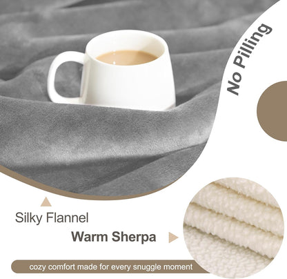 gogobunny Waterproof Blanket for Bed Couch Sofa, Liquid Pee and Fur Proof Pet Blanket for Dog Puppy Cat, Reversible Sherpa Fleece Throw Blanket Furniture Cover Protector (Grey, 50x60 inches)