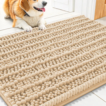 Smiry Dog Door Mat for Muddy Paws 30x20, Extra Soft Absorbent Chenille Doormat, Trap Moisture and Dirt, Non-Slip Machine Washable Front Door Mat for Indoor Entrance Inside Floor, Grey