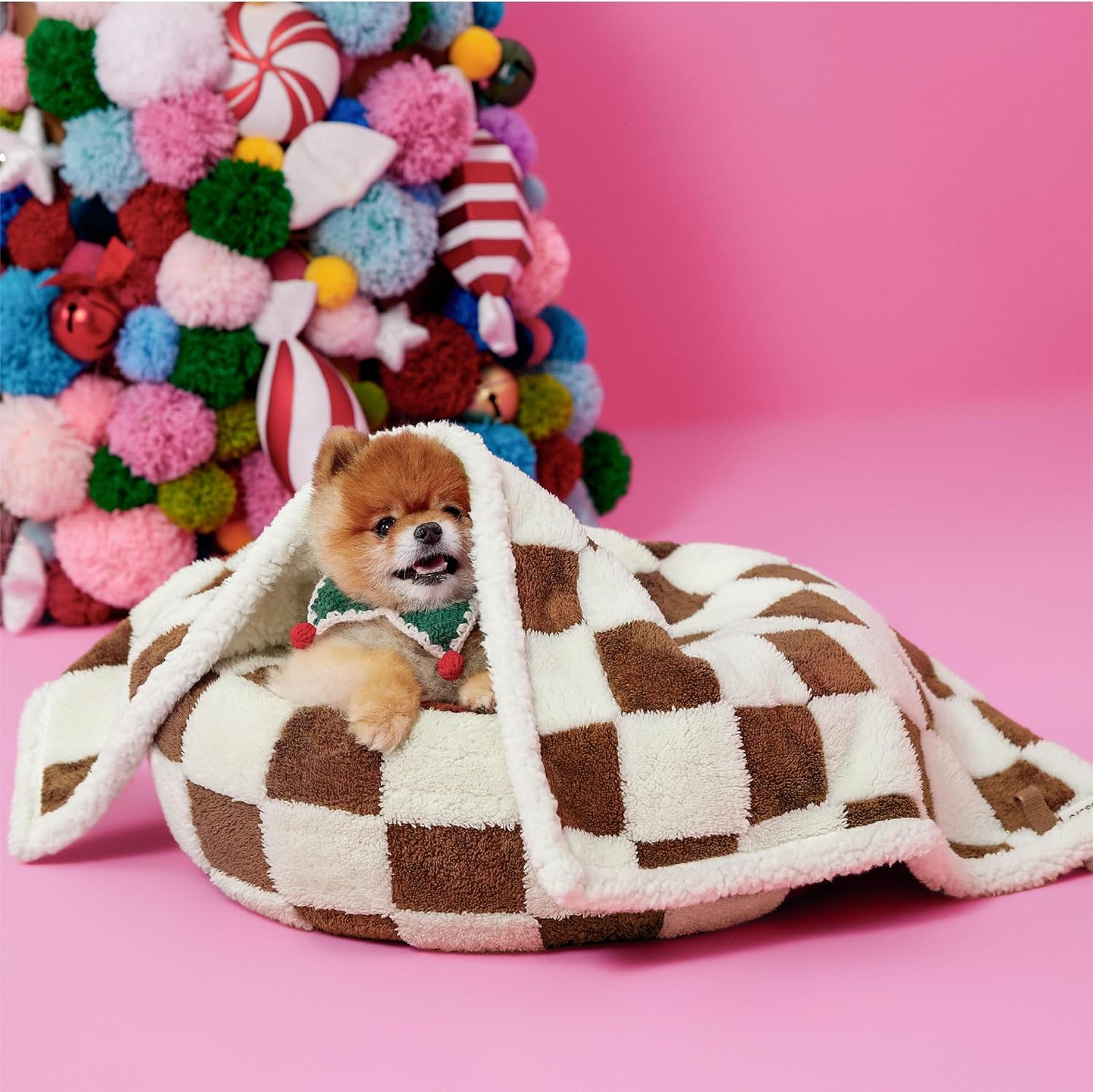 LE SURE Waterproof Dog Blanket for Large Dogs - Washable Double Sided Dog Blankets with Warm Jacquard Shag and Soft Sherpa Fleece, Pet Cat Blanket for Couch Protection, 3D Textured Cloud, Green