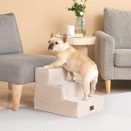 EHEYCIGA Dog Stairs for High Bed 22.5" H, 5-Step Dog Steps for Bed, Pet Steps for Small Dogs and Cats, Non-Slip Balanced Pet Ramp Indoor, Grey