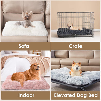 EHEYCIGA Fluffy Dog Crate Bed for Medium Dogs, Plush Faux Fur Crate Pad, Calming Anti Anxiety Medium Dog Bed, Washable Soft Warm Crate Mat with Non-Slip Bottom