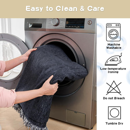 MYSKY HOME Couch Cover for Dogs, Washable Couch Covers, Non Slip Sofa Cover, Couch Cover 2 Cushion Sofa Dogs Furniture Protector with Tassels, Chenille Sofa Slipcover for Pets, 71"x118", Dark Grey