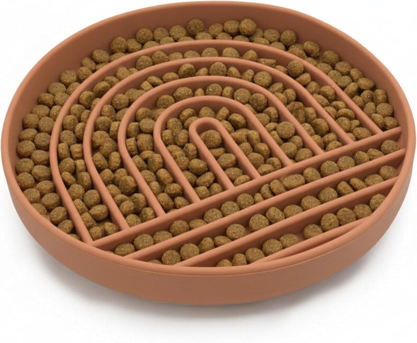 Should We Go? Slow Feeder for Dogs & Puppies, The Slowdown Bowl Silicone Slow Eating, Modern Lick Mat Design, Reduces Gulping, Fits 2 Cups, 7.5” Across x 1.5” Tall, Mealtime Challenge, Medium-Blush