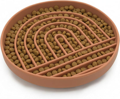 Should We Go? Slow Feeder for Dogs & Puppies, The Slowdown Bowl Silicone Slow Eating, Modern Lick Mat Design, Reduces Gulping, Fits 2 Cups, 7.5” Across x 1.5” Tall, Mealtime Challenge, Medium-Blush