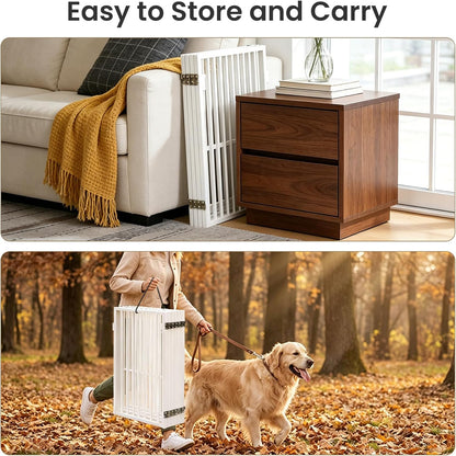 Metal Freestanding Dog Gate with Cat Door for Outdoor Indoor,80" Extra Wide Foldable Pet Fence,30" Tall Dog Gate for Large Opening,Stairs,Hallways,Doorways,Deck,Yard,with 3PCS Support(4 Panels,Black)