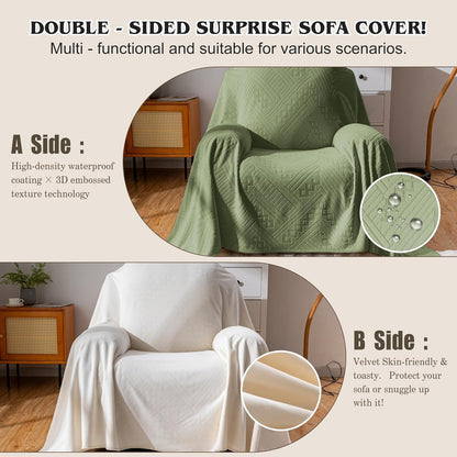 Waterproof Couch Cover, Reversible, Pet-Friendly, Washable and Anti-Slip Couch Covers for Sofa Protection with 3 Cushions, Sofa Slipcovers for Dogs and Cats (71×118in/Brown)