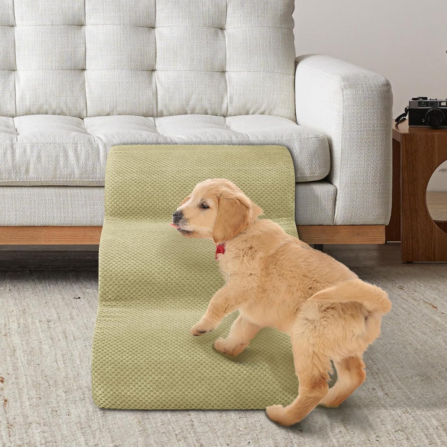 Dog Stairs for Small Dogs - High Density Foam Dog Ramp, Extra Wide Pet Steps with Non-Slip Bottom for High Beds, Couche and Sofa, Best for Pet Injured, Older Dogs Cats (Grey, 4 Steps)