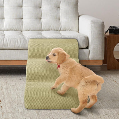Dog Stairs for Small Dogs - High Density Foam Dog Ramp, Extra Wide Pet Steps with Non-Slip Bottom for High Beds, Couche and Sofa, Best for Pet Injured, Older Dogs Cats (Grey, 4 Steps)