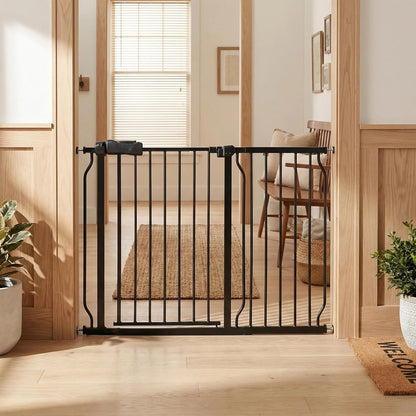 24-29 Inch Narrow Baby Gate, Pressure Mounted No Drilling Dog Gate for Stairs & Doorways, White Metal Safety Gate Indoor for Kids and Pets