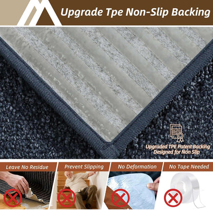COSY HOMEER Edging Stair Treads Non-Slip Carpet Mat 28inX9in Indoor Stair Runners for Wooden Steps, Edging Stair Rugs for Kids and Dogs, 100% Polyester TPE Backing (7pc, Beige)
