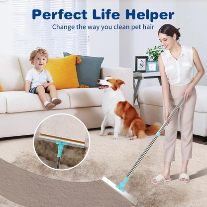 Carpet Rake for Pet Hair Removal - Reusable Pet Hair Remover, 54” Adjustable Long Handle Cat Dog Carpet Rake, Advanced Lint Remover Scraper for Carpets, Rugs, Mats, Couch