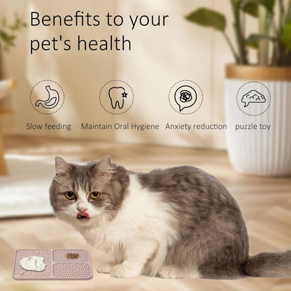 Lick Mat for Dogs(2pcs, Large, 7.9") Easy Clean Silicone Licking Pad Slow Feeder for Pets Cats with Suction Cups, Enrichment Accessories Anxiety Boredom Relief, Keep Them Busy for Bathing