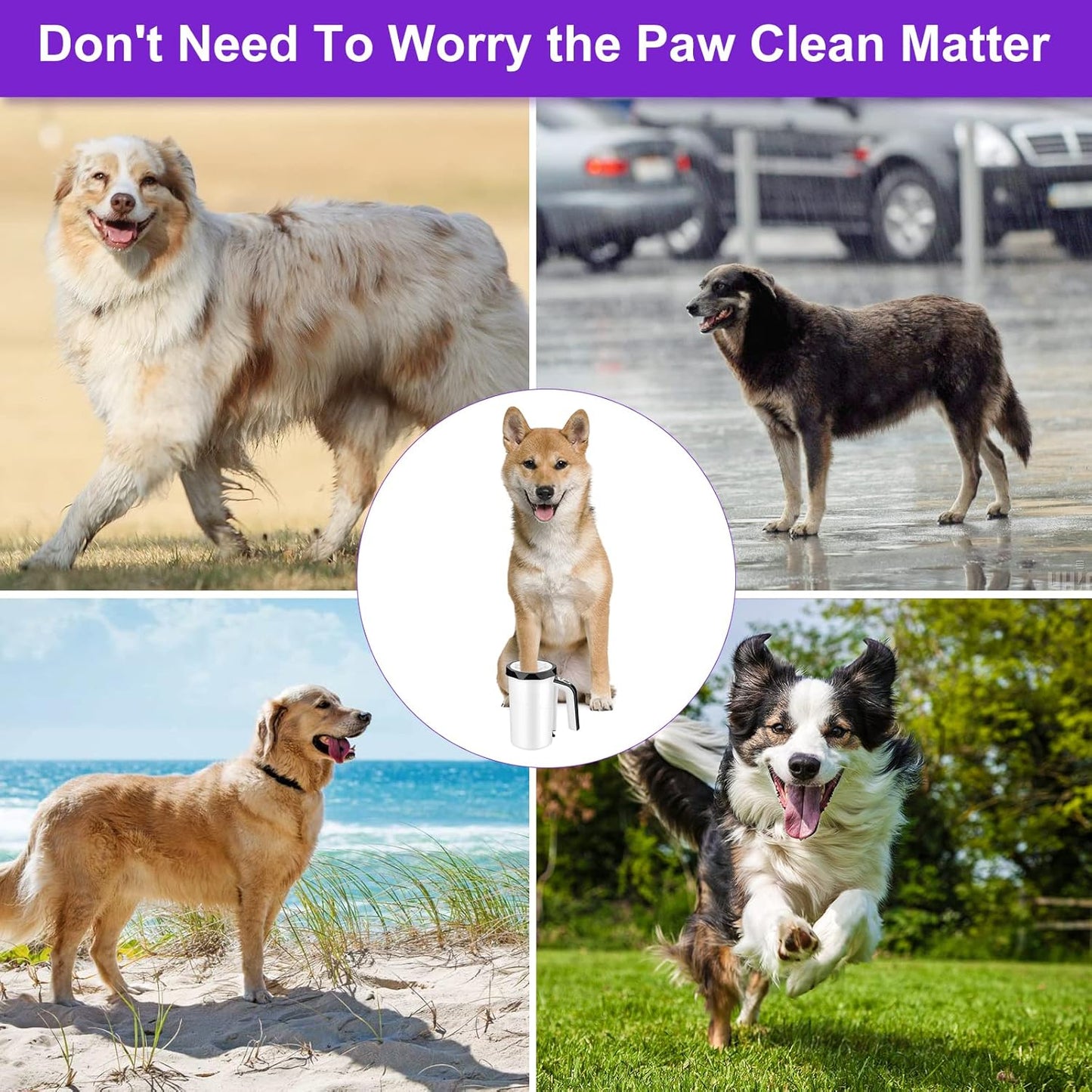 MYPIN Rechargeable Automatic Dog Paw Cleaner, Black - Portable Pet Paw Washer Cup with Soft Silicone Brush, 7.4V High Power, Suitable for Big Dog and Cat Grooming