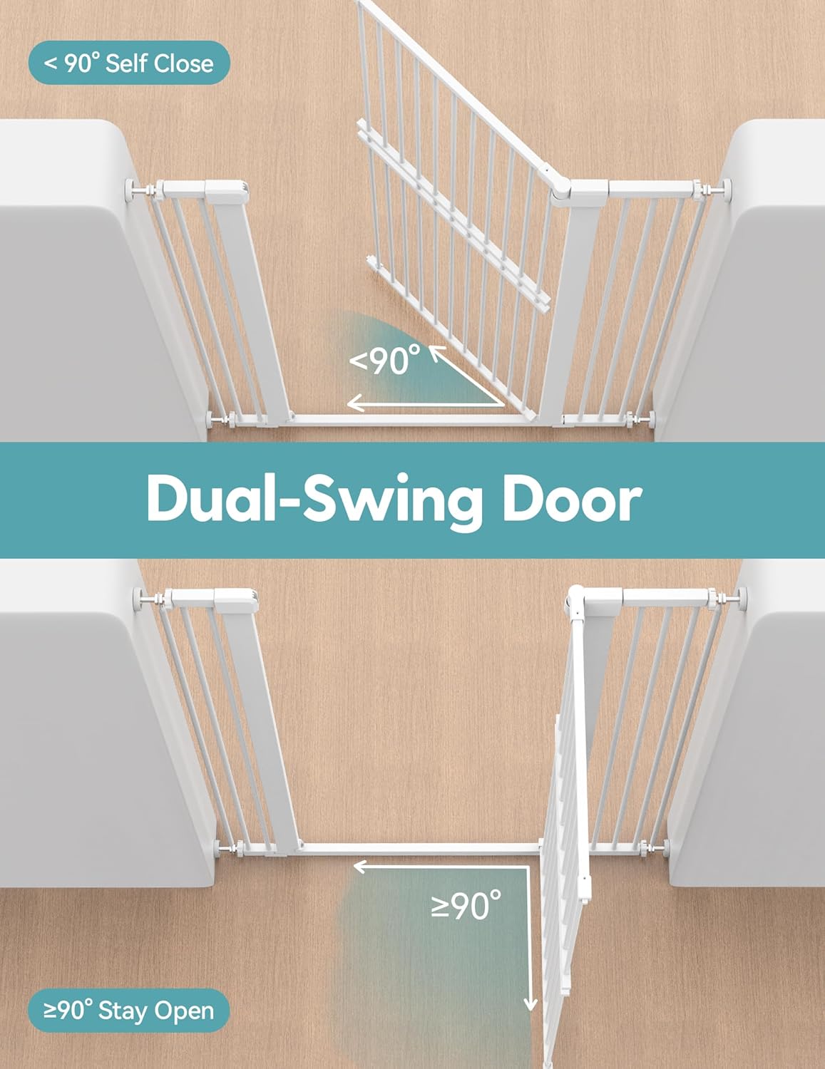 No Pawblems 55" Extra Tall Pet Gate for Cat/Dog, 29-40" Wide Auto Close Tall Dog Gate for Doorways/Hallways, 1.37" Ultra Narrow Spacing, NO Drilling Pressure Mounted, Black