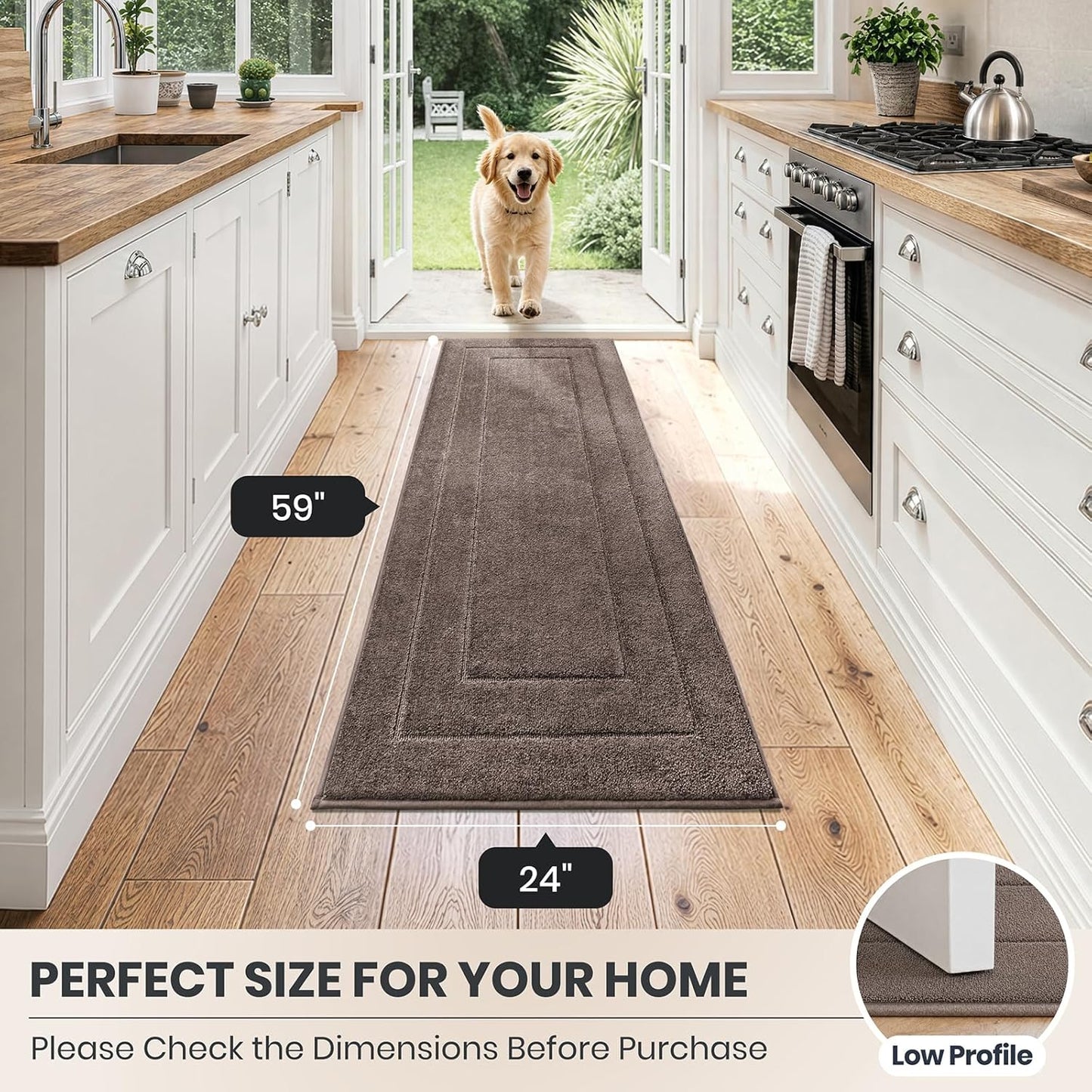 PURRUGS Dirt Trapping Door Mat 32" x 47", Non-Slip/Skid Machine Washable Entryway Rug, Dog Doormat, Super Absorbent Welcome Mat for Muddy Wet Shoes and Paws, Grayish Brown